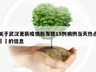 关于武汉更新疫情新发现15例病例当天热点㊙️的信息