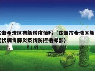 珠海金湾区有新增疫情吗（珠海市金湾区新型冠状病毒肺炎疫情防控指挥部）